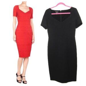 Escada Dayana Solid Black Sheath Dress Size US 8 German 38 Midi Knee Length